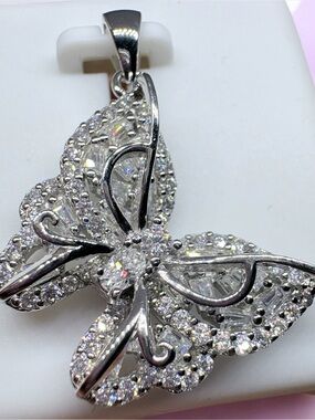 Sterling Silver 1.50CTW Moissanite Butterfly Pendant
